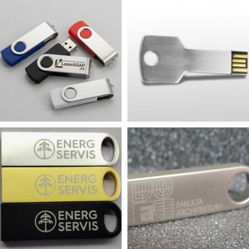 Kovové USB flash disky - reklamní flešky - ukázky laserového gravírování i bez označení Kovové USB flash disky - reklamní flešky - ukázky laserového gravírování i bez označení