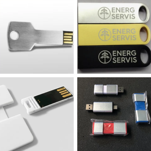 Reklamní flash disky mini USB 128MB - až 32 GB - ukázky potisku, laserového gravírování i bez označení
