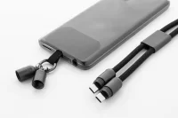 60W kabel na mobilní telefon RPET s poutkem černá s potiskem loga - foto 5