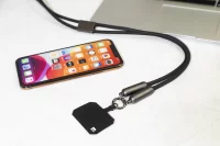 60W kabel na mobilní telefon RPET s poutkem černá s potiskem loga - foto 8