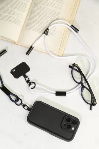 60W RPET kabel se šňůrkou na mobil bílá s potiskem loga - foto 5