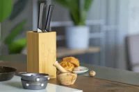 bambusový držák na nože přírodní s potiskem loga - foto 3