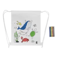 Barevný sáček na šňůrky RPET, moře bílá s potiskem loga - foto 3