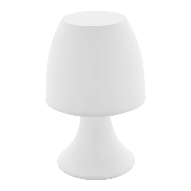 stolní lampa bílá s potiskem loga