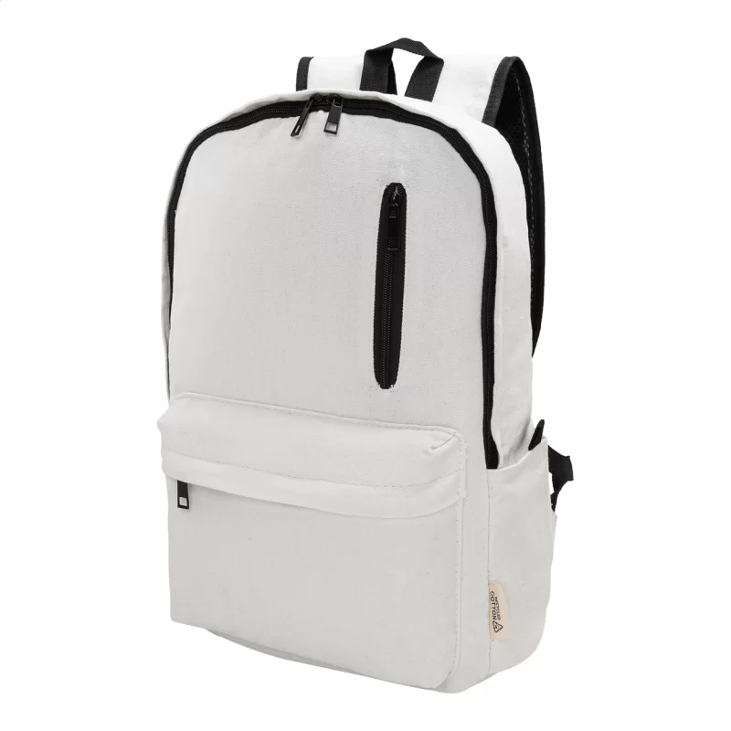 batoh z recyklovaného plátna bílá s potiskem loga