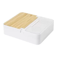 bezdrátová nabíječka s reproduktorem RABS bílá s potiskem loga - foto 2