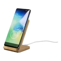 bezdrátová nabíječka se stojánkem na mobil přírodní s potiskem loga - foto 3