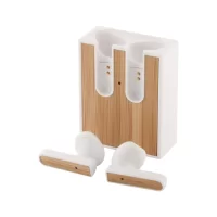 bezdrátová sluchátka bílá s potiskem loga - foto 4