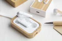 bezdrátová sluchátka přírodní s potiskem loga - foto 5