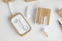 bezdrátová sluchátka přírodní s potiskem loga - foto 6