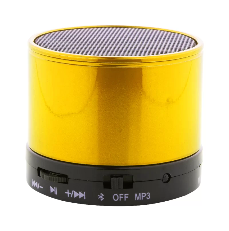 bezdrátový reproduktor žlutá s potiskem loga