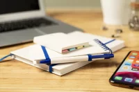 blok z krabice od mléka modrá s potiskem loga - foto 7