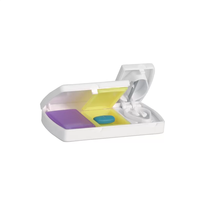 box na pilulky bílá s potiskem loga