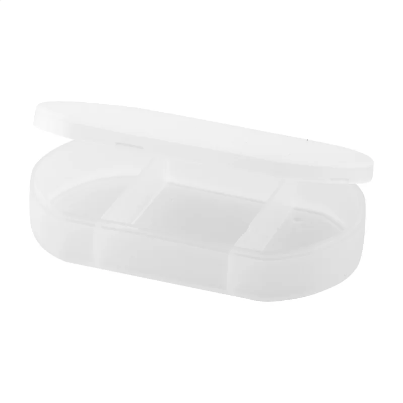 box na pilulky ledově bílá s potiskem loga