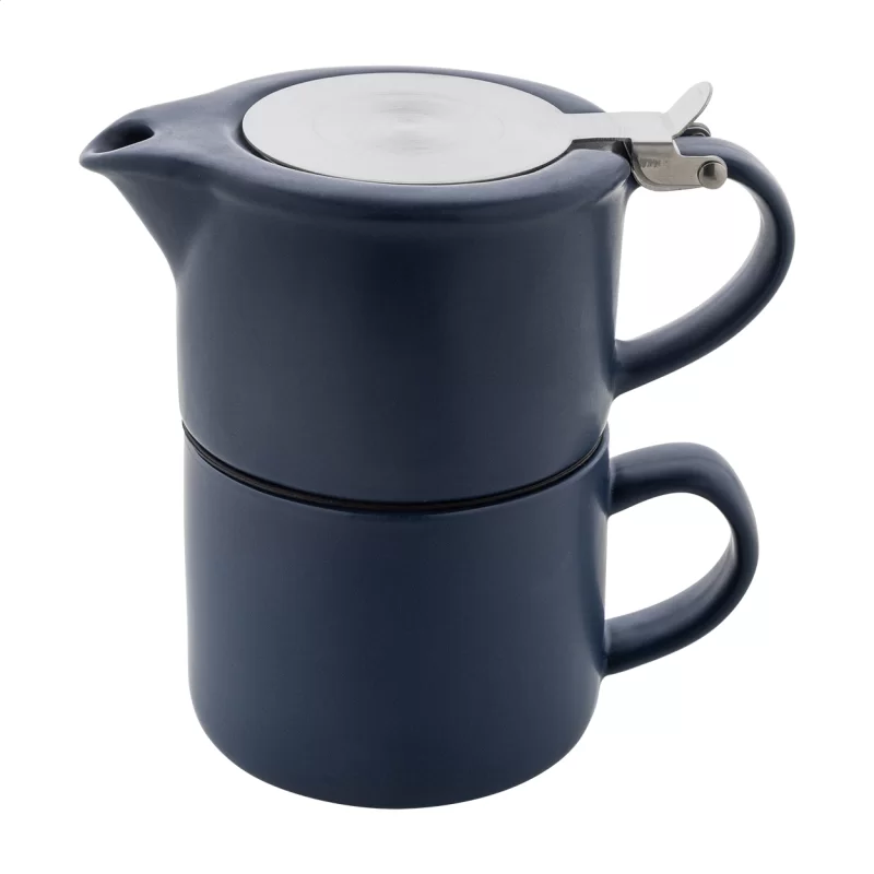 čajová souprava tmavě modrá s potiskem loga