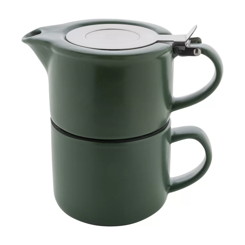 čajová souprava zelená s potiskem loga