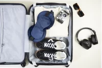 cestovní polštář z RPET tmavě modrá s potiskem loga - foto 6