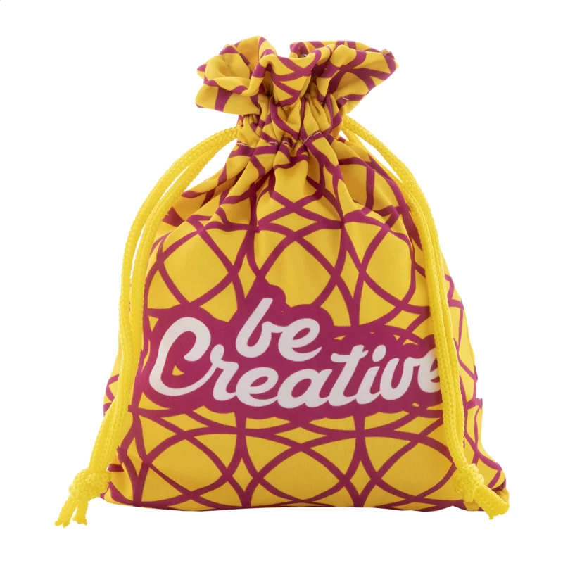 dárkový pytlík na zakázku, střední žlutá s potiskem loga