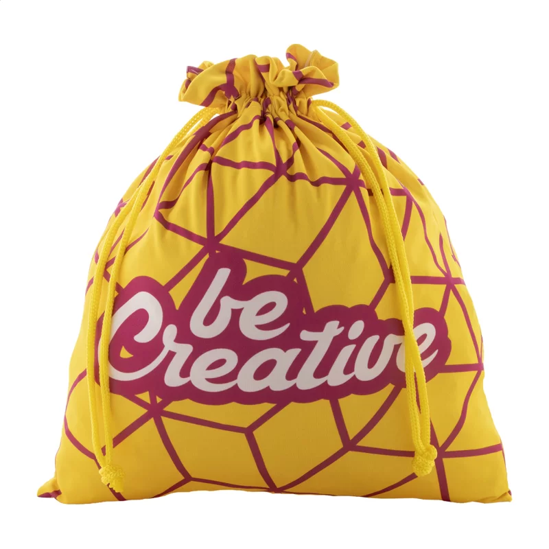 dárkový pytlík na zakázku, velký žlutá s potiskem loga