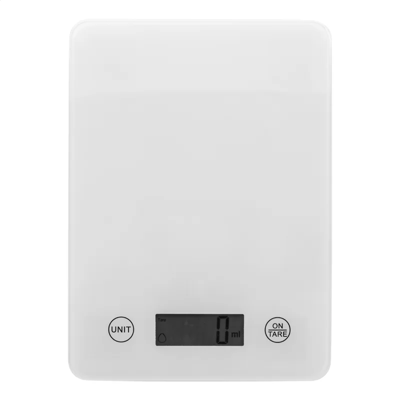 dobíjecí kuchyňská váha bílá s potiskem loga