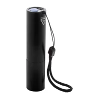 dobíjecí svítilna z recyklovaného hliníku černá s potiskem loga - foto 3