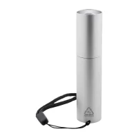 dobíjecí svítilna z recyklovaného hliníku stříbrná s potiskem loga - foto 2