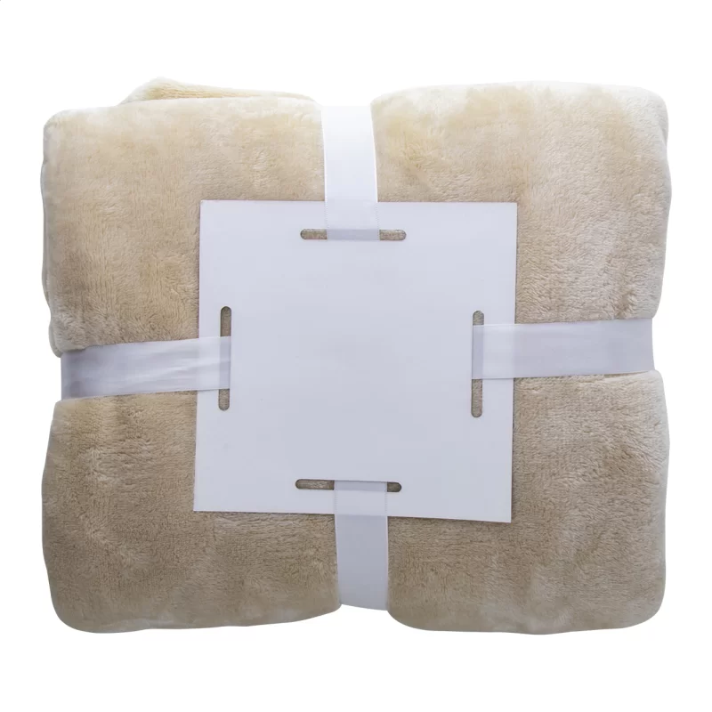 flanelová deka béžová — reklamní předmět s vlastním potiskem flanelová deka béžová s potiskem loga