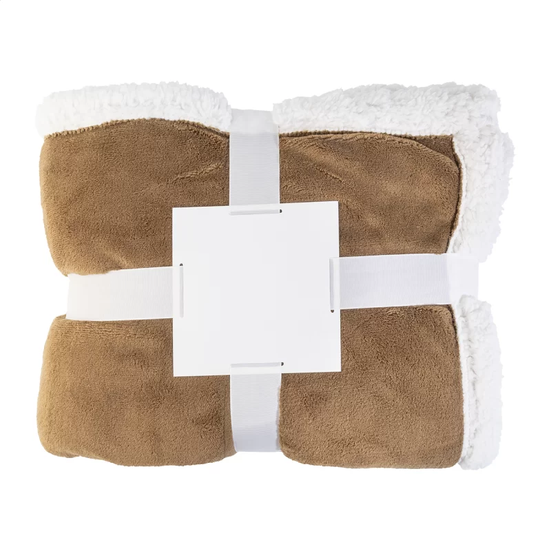 fleecová deka z korálu hnědá s potiskem loga