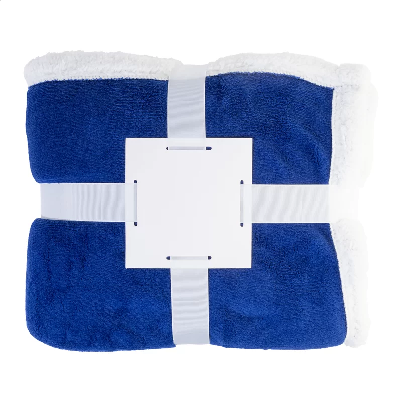 fleecová deka z korálu modrá — reklamní předmět s vlastním potiskem fleecová deka z korálu modrá s potiskem loga