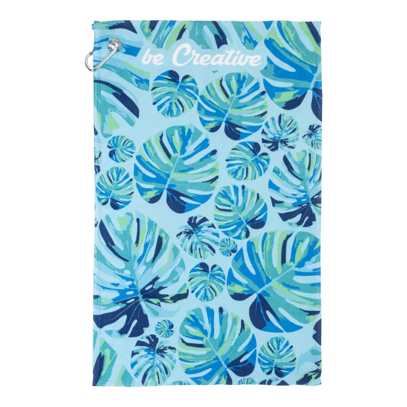 golfový ručník se sublimací bílá s potiskem loga