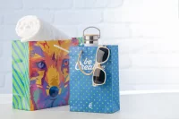 horizontální papírová nákupní taška na zakázku bílá s potiskem loga - foto 4