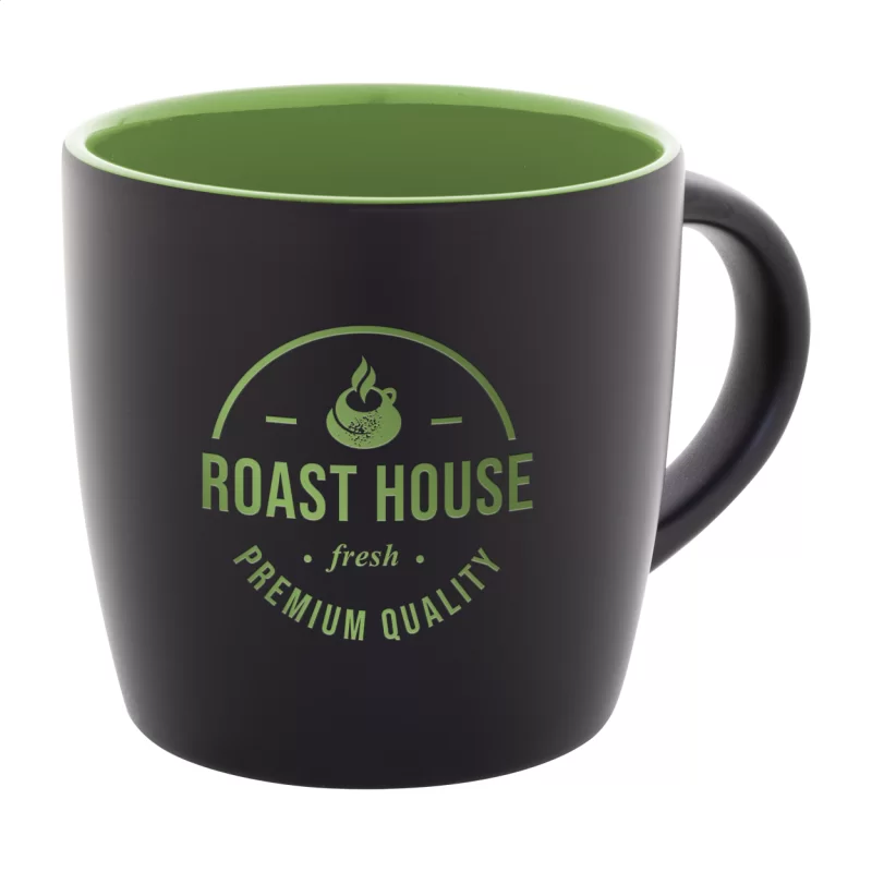 hrnek  zelená s potiskem loga