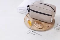 kosmetická taštička z recyklovaného plátna béžová s potiskem loga - foto 4