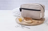 kosmetická taštička z recyklovaného plátna béžová s potiskem loga - foto 5