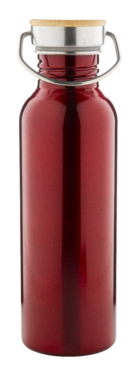 láhev z nerez oceli červená s potiskem loga
