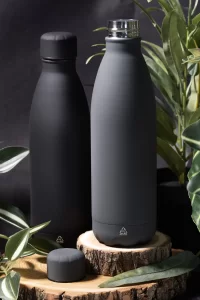 láhev z recyklované nerezové oceli černá s potiskem loga - foto 5