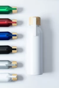 láhev z recyklovaného hliníku bílá s potiskem loga - foto 6