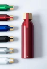 láhev z recyklovaného hliníku červená s potiskem loga - foto 6