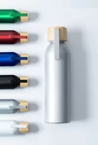 láhev z recyklovaného hliníku stříbrná s potiskem loga - foto 6