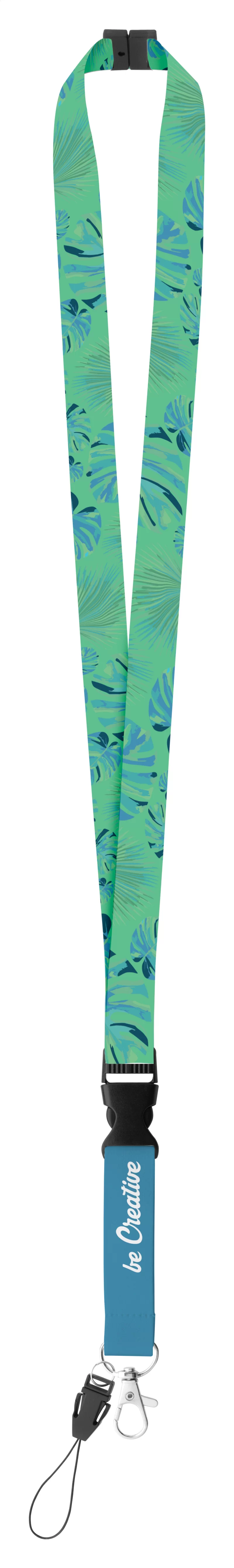 lanyard na zakázku se sublimačním potiskem a s bezpečnostní přezkou bílá s potiskem loga