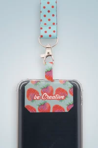 lanyard RPET s držákem na mobilní telefon bílá s potiskem loga - foto 18