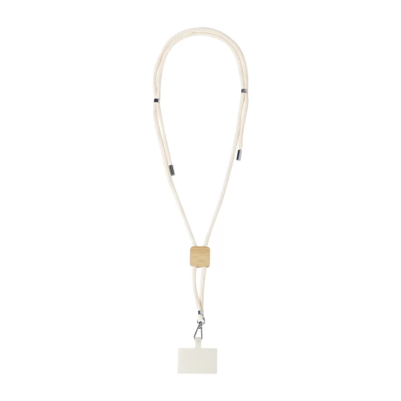 lanyard s držákem na mobilní telefon, čtverec přírodní s potiskem loga