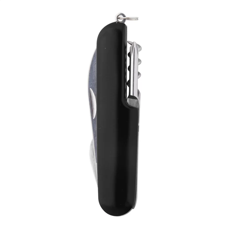 mini multifunkční nůž, 8 funkcí černá s potiskem loga