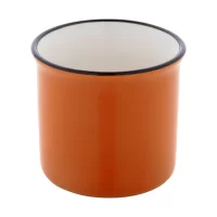 mini vintage hrnek oranžová s potiskem loga - foto 3