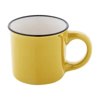 mini vintage hrnek žlutá s potiskem loga