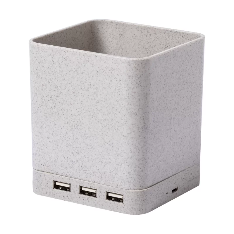 multifunkční stojánek na pera béžová s potiskem loga