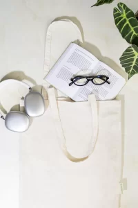 nákupní taška z recyklované bavlny přírodní s potiskem loga - foto 2