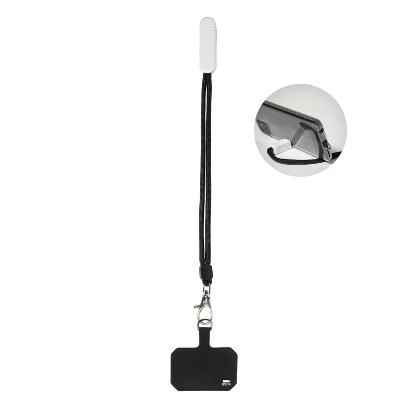 náramek z RPET s držákem na mobil bílá s potiskem loga