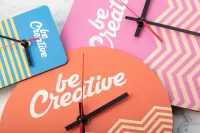 nástěnné hodiny na zakázku přírodní s potiskem loga - foto 8