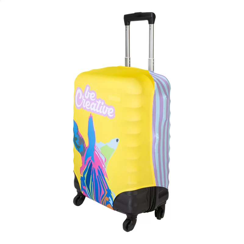 obal na zavazadla z RPET na zakázku bílá s potiskem loga